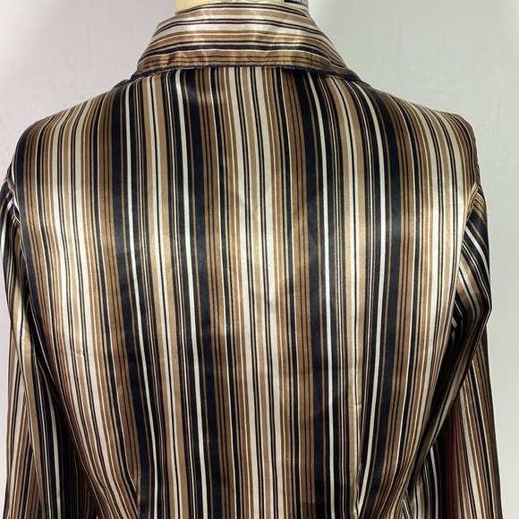 Giorgio Fiorlini  Long Sleeve Striped Button Front Top Size Small - Picture 6 of 7